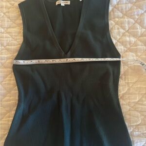 Veronica Beard Dark Green V-Neck Tank Top